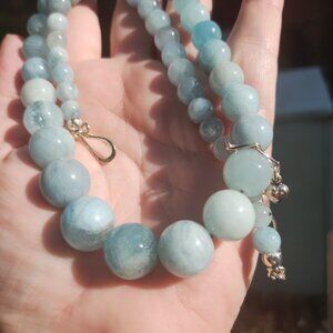 Jay King DTR mine finds Aquamarine Bead 925 Sterling Necklace 18-21 inches,